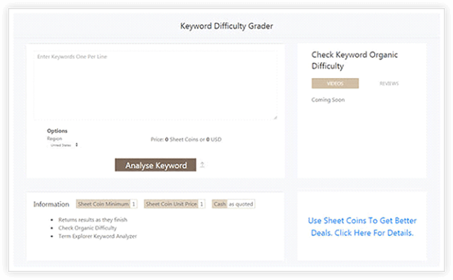 narrow down the results features on keyword sheeter